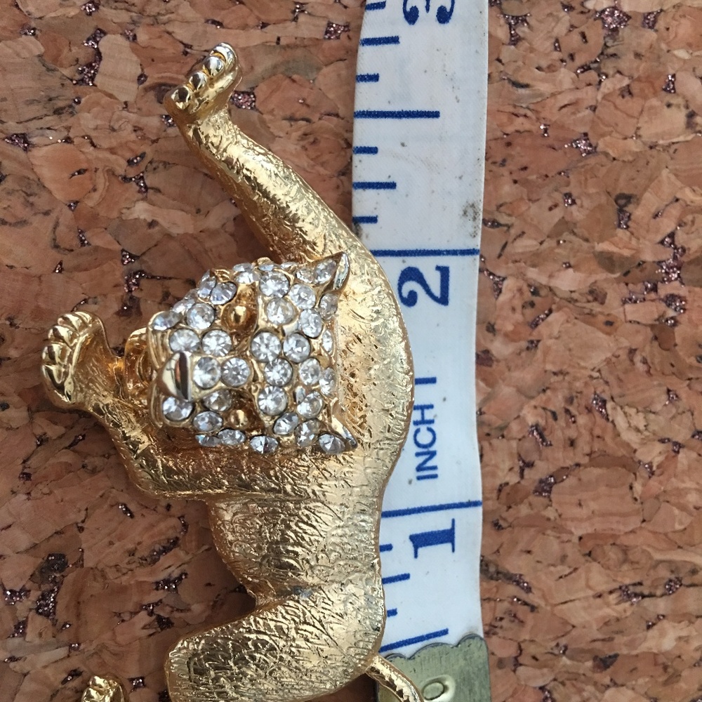 vintage rhinestone lion brooch pin - Picture 3 of 3